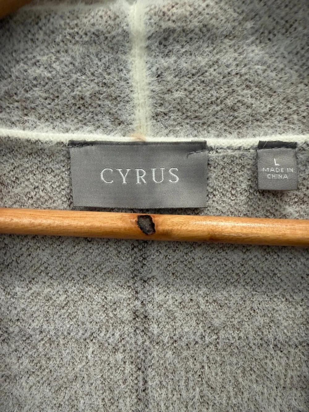 Cyrus Open-Front Windowpane Cardigan Sweater in Cream and Taupe - Picture 7 of 8